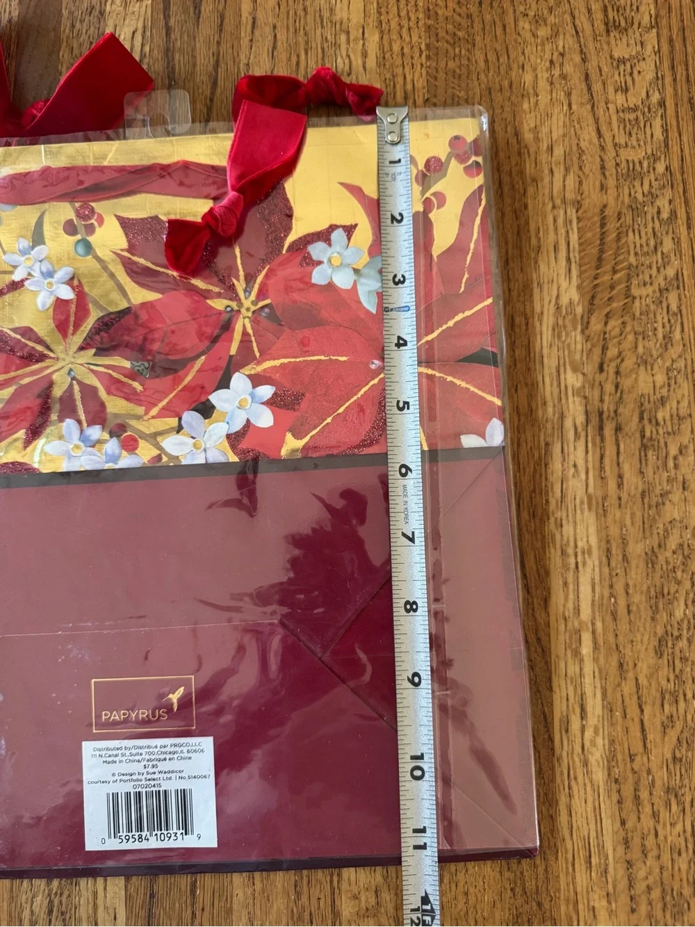 NWT Papyrus Christmas Gift Bag Lot (8) Poinsettia & Santa Sleigh